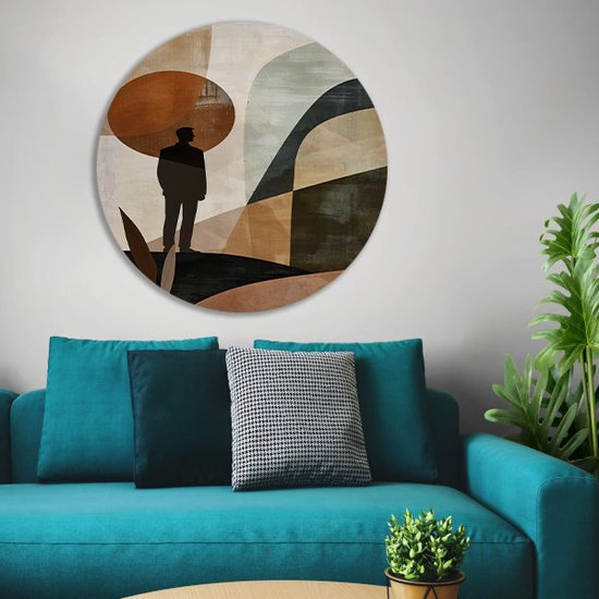 tableau silhouette rond - Figure murale échelles - Tableau formes rondes - Décoration murale moderne - Plaque murale - Décoration murale chambre cercle mural aluminium 70x70 cm