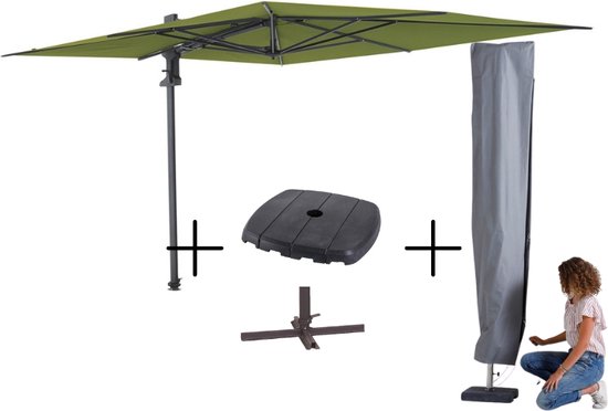 MEGA COMBI DEAL! Madison Parasol Saint-Tropez sage + voet + hoes