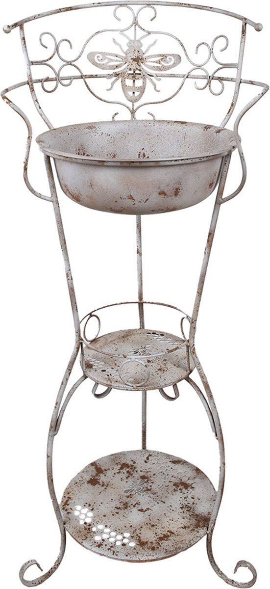 Decoratieve Wastafel 48x42x108 cm Wit Bruin IJzer Tuindecoratie