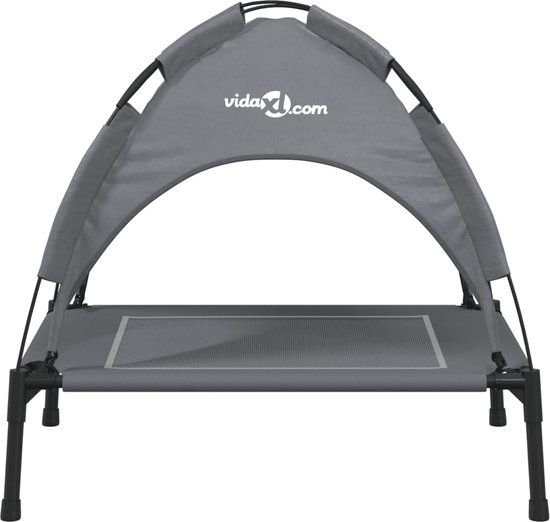 vidaXL – Hondenmand – met – luifel – oxford – stof – en – staal – antracietkleurig