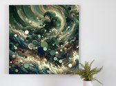 Abstract mos schilderij | Verweven groene essenties: Een adembenemend abstract mos kunstwerk | Kunst - 20x20 centimeter op Canvas | Foto op Canvas