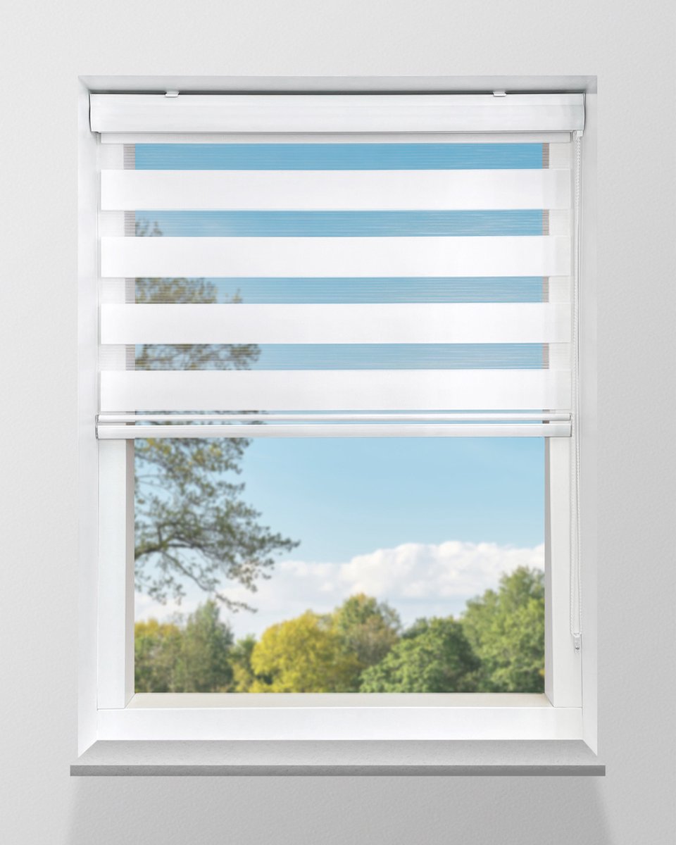 Duo Rolgordijn Lichtdoorlatend - Wit - 118x175cm - Op maat gemaakt
