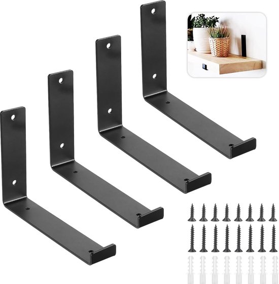 MLOQI Lot de 4 Equerre Etagere Murale, équerre Industrielle,Equerre