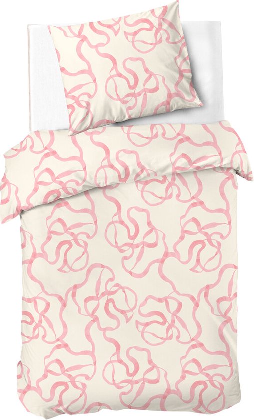 Foto: Dindi home dekbedovertrek pink party 140x220 100 katoen off white roze