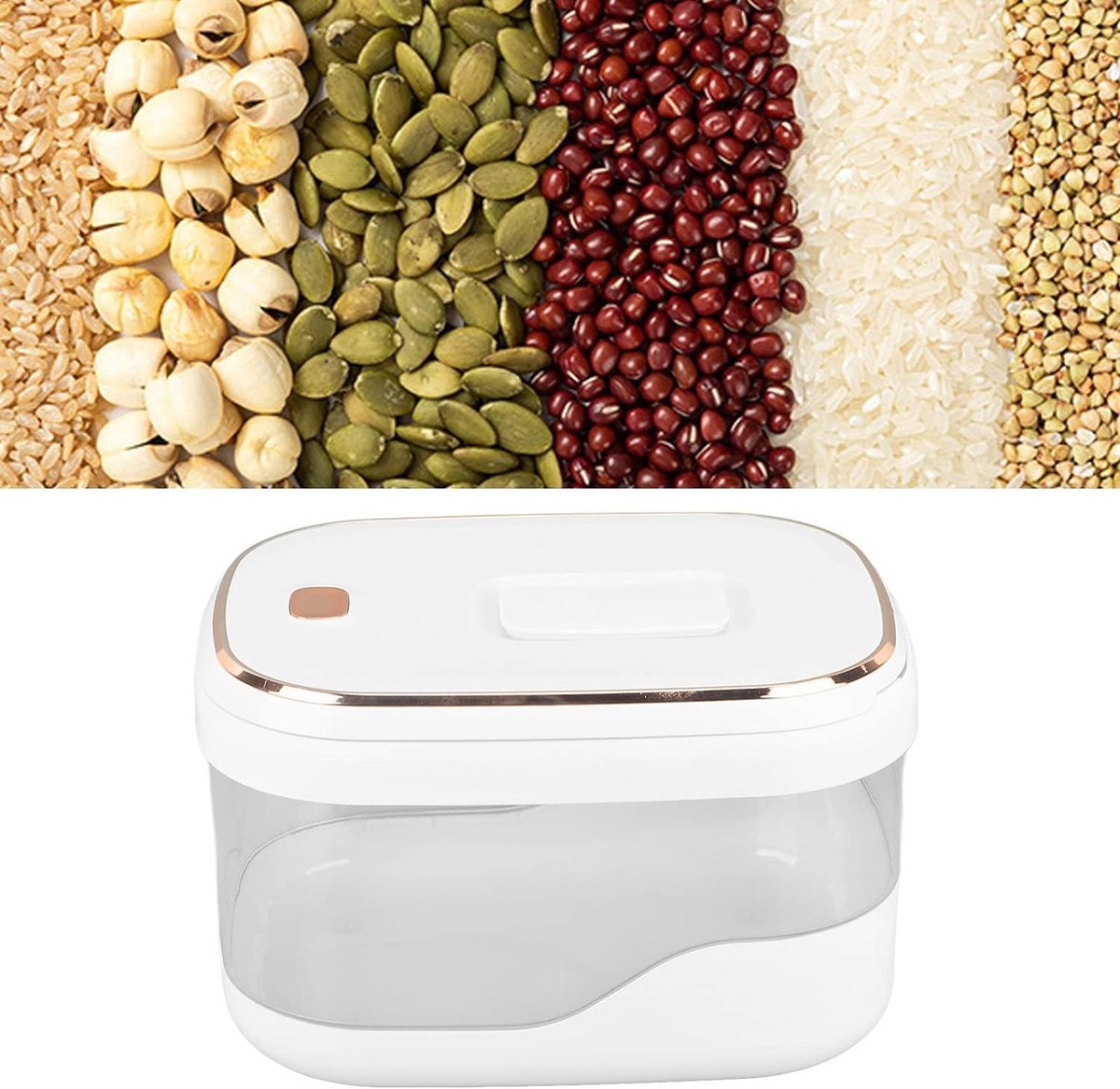 Lhnjkmgry Distributeur de Riz de Type Presse Boîte de Stockage de Conteneurs de Grains Scellés Boîte de Riz pour Céréales Domestiques 10KG-A