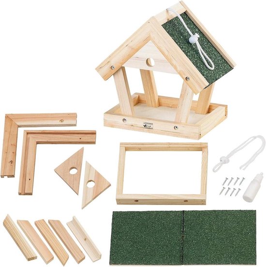DIY hangend houten vogelhuis voor wilde vogels - crème E