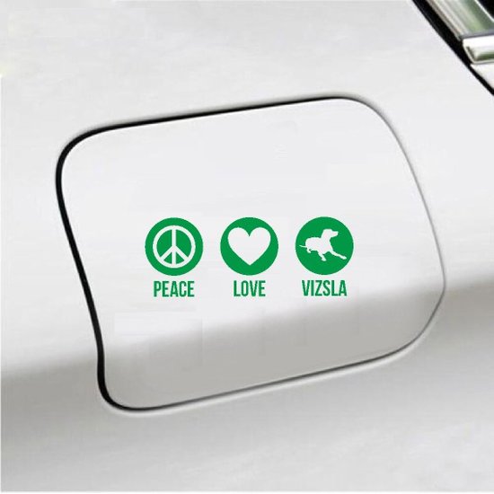Autocollant pour pare-chocs - Peace Love Vizsla - 20x9,3 - Vert