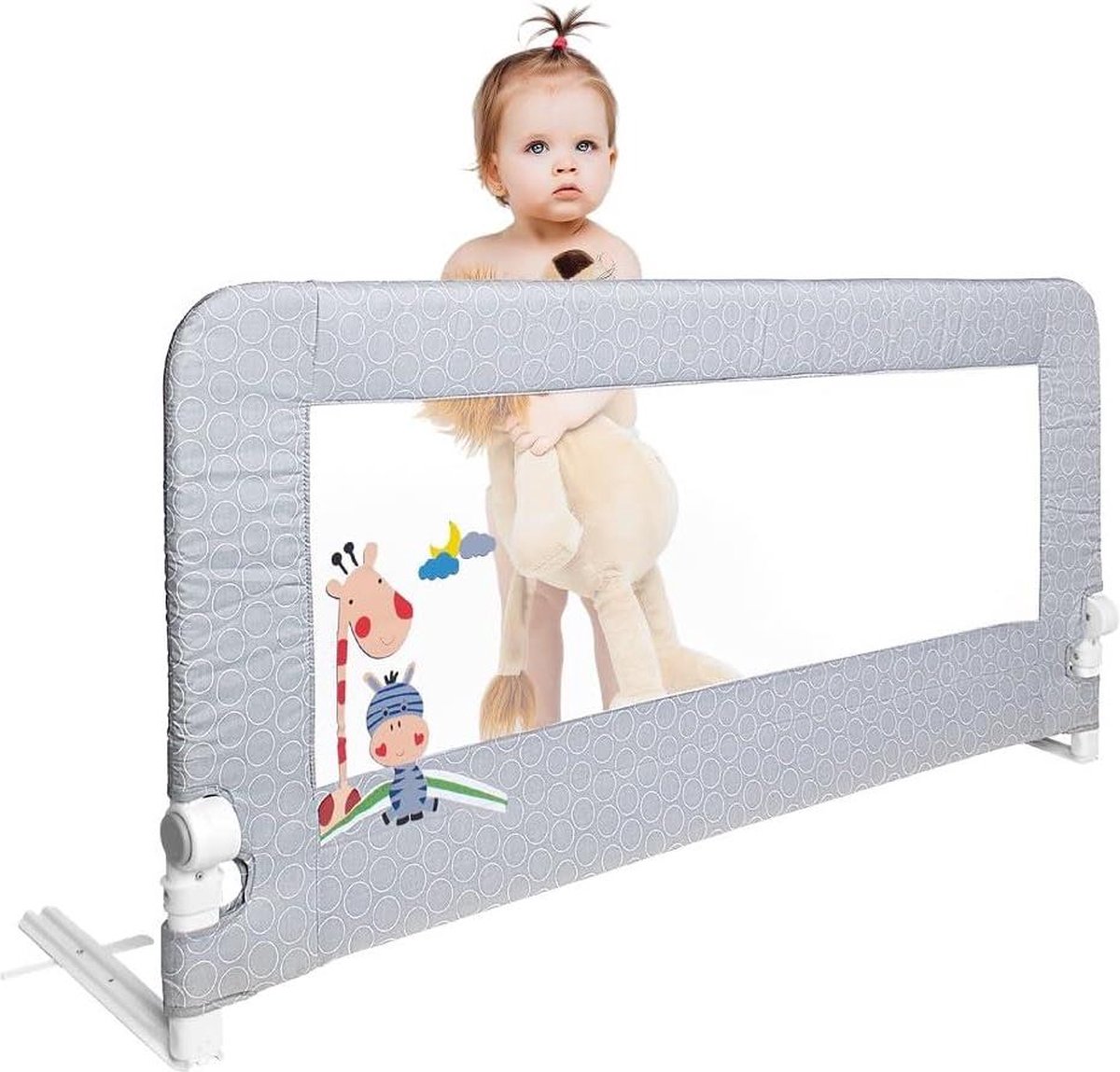 Veiligheidshekje voor kinderen inklapbaar 150 cm bedhekje - eenvoudige installatie - uittrekbare bedden - 18 maanden tot 5 jaar.