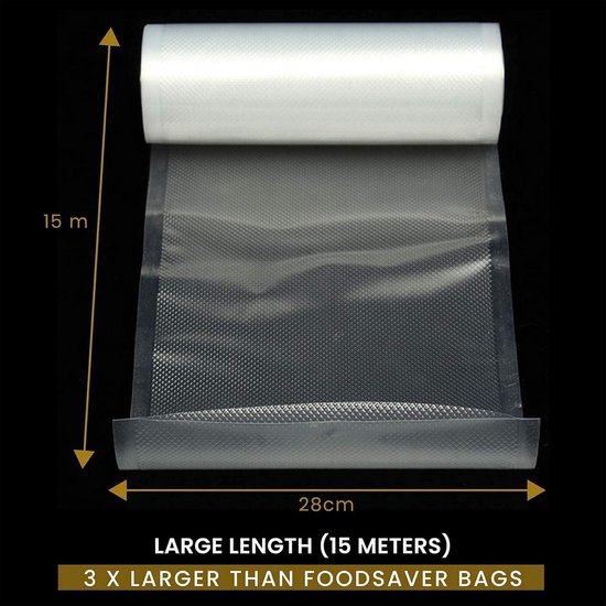 Voedselvacuümfolie rol 28 cm x 15 m - vacuümzak voor levensmiddelen