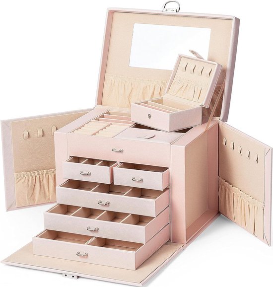 TRIXES Lange zwarte sieraden geschenkdoos, sieraden geschenkdoos geschikt voor kettingen, armbanden, horloges of enkelbanden - luxe gewatteerde fluwelen voering - Kerstmis, bruiloft, verjaardag