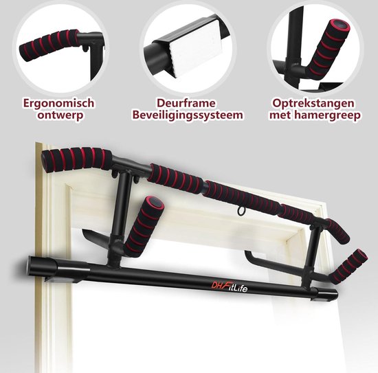 DH FitLife Barre de traction pour cae de porte sans vis Pull up bar Doorway Barre d'étirement