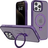 Étui adapté pour iPhone 15 Pro étui pour Magsafe étui rigide transparent mat violet - étui avec support Ring magnétique