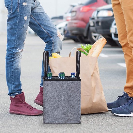 Flessentas 9 flessen - Flessendrager voor wijn en bier - HBD 45x24x24 cm - Antraciet bottle bag van SmartSpace — afbeelding 4