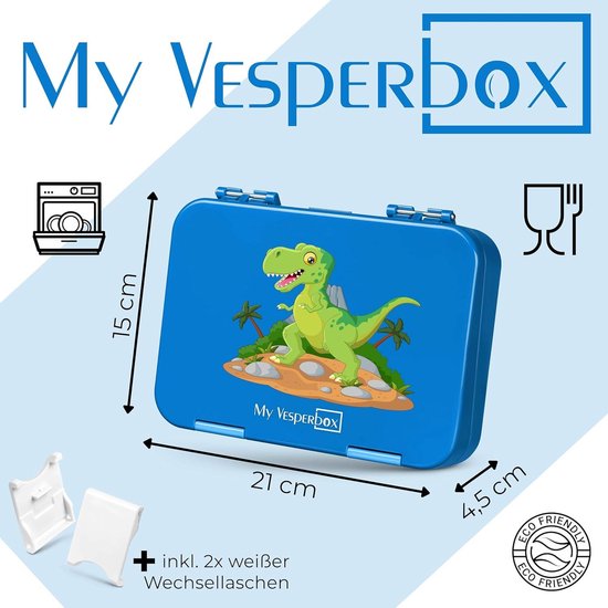 My Vesperbox, Len, Bento Box, lunchbox voor kinderen; met 4 2 compartimenten; extreem sterke broodtrommel; ideaal voor de kinderopvang en op school (rood, wit
