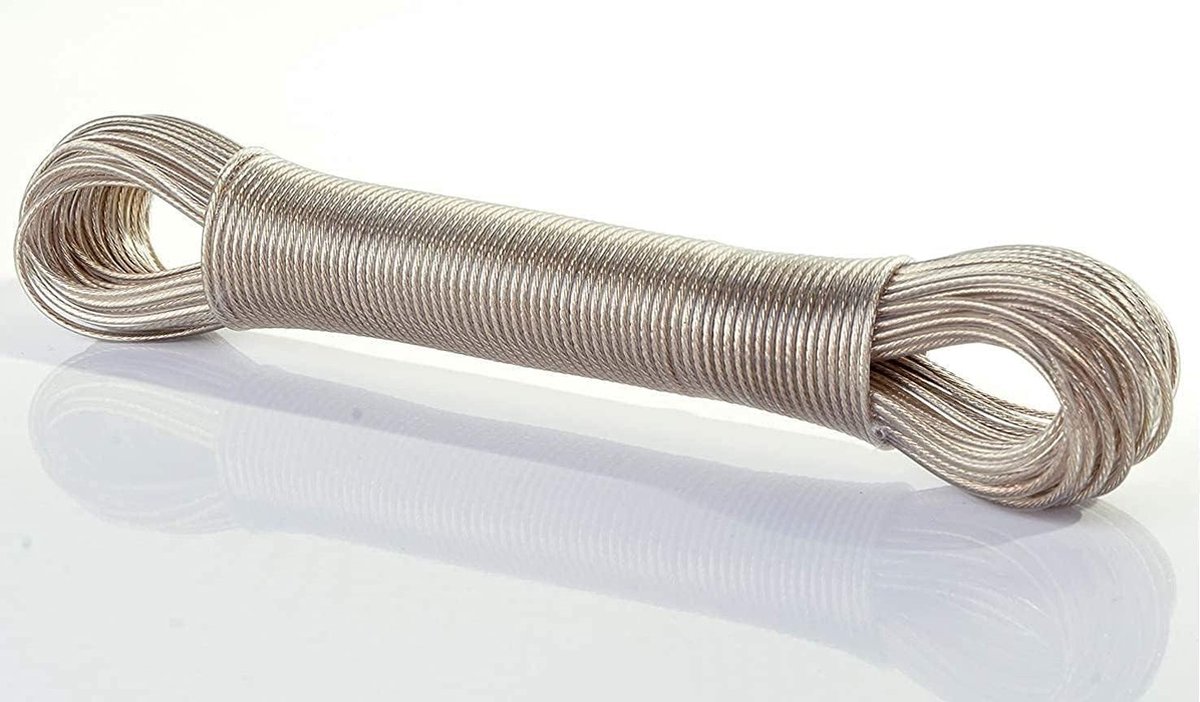 Yimomoyi 30 m waslijn touw, zware waslijn stalen kern, sterke draad 4 mm dia waslijnen, lange waslijnen voor buiten tuin, roestvrije en waterdichte zware waslijn