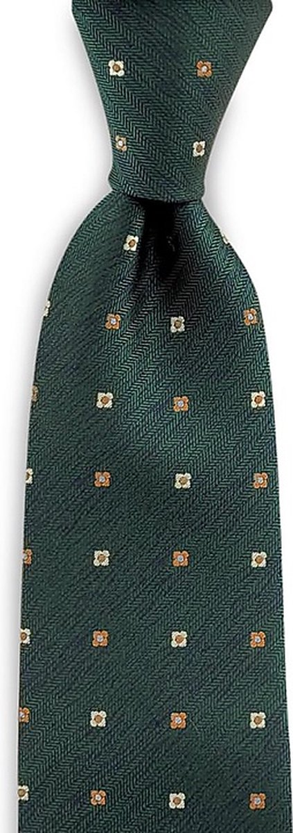 We Love Ties - Stropdassen - Stropdas Murato groen - flessengroen / oranje / ecru