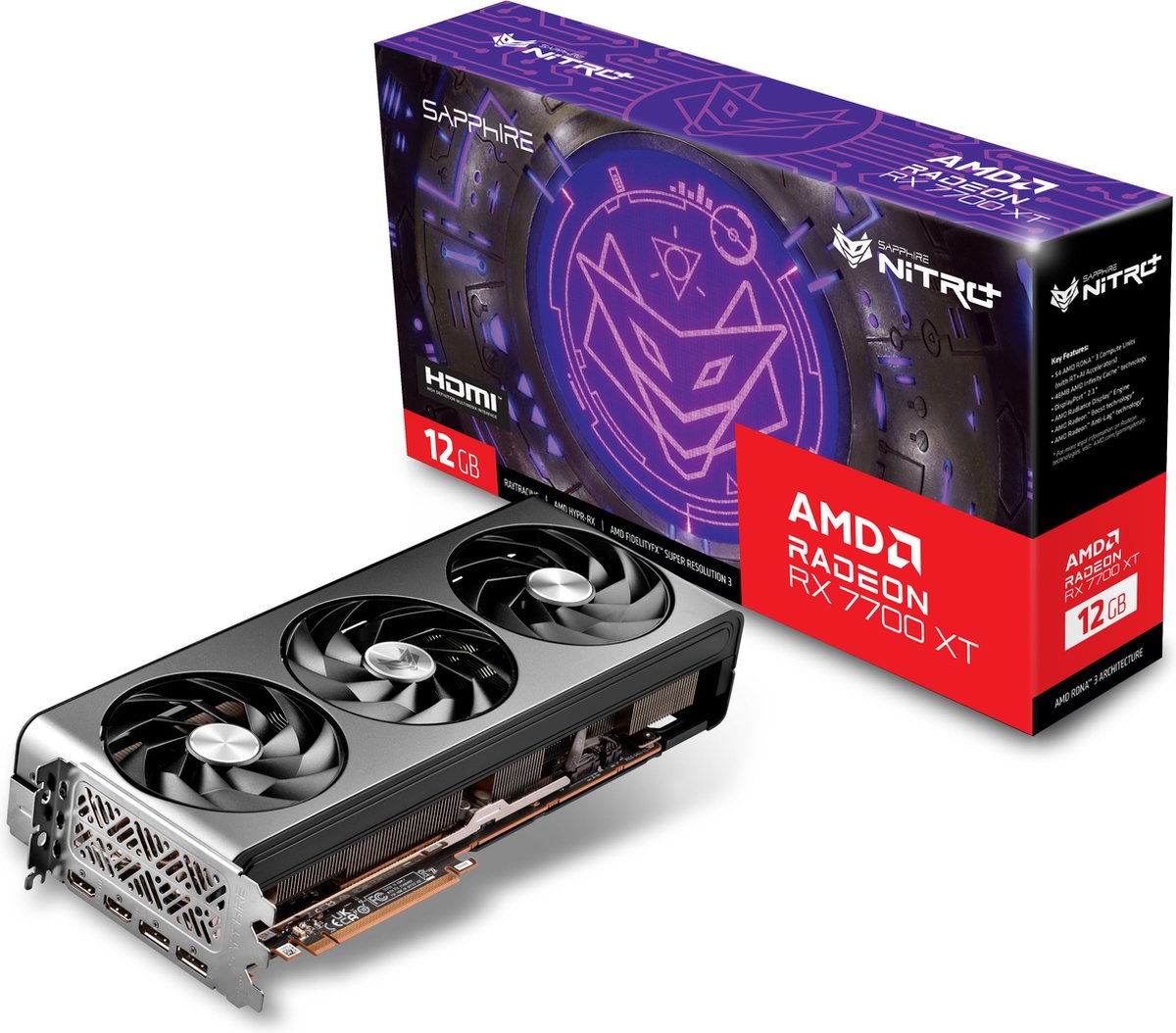 Sapphire NITRO+ Radeon RX 7700 XT Radeon RX 7700 XT 12 Go GDDR6 192 bit 7680 x 4320 pixels PCI Express x16 4.0