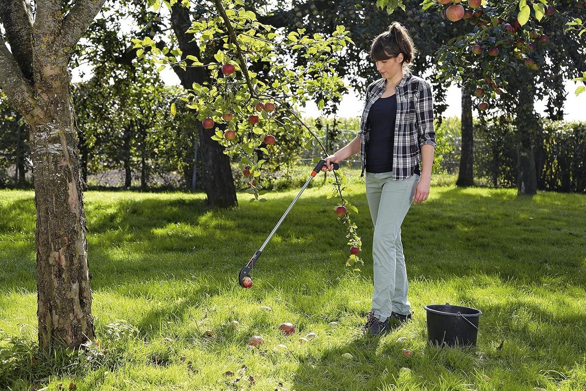 Grijpstok voor het rugontlastend verzamelen van gevallen fruit of afval - Grijptang met prikker voor links- en rechtshandigen roestvast 3567-20 standaard Grijpstok