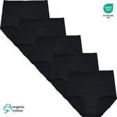 Bol.com Dames Slip - Hoge Taille Slip - 5-Pack - Maat M - Zwart - Organisch Katoen - Dames Ondergoed - Lingerie aanbieding