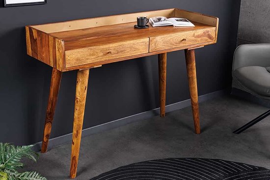 Halfronde consoletafel met lade, wit
