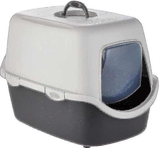 Kattenbak Vico Open Top, met kap, 40 × 40 × 56 cm, blauw/wit