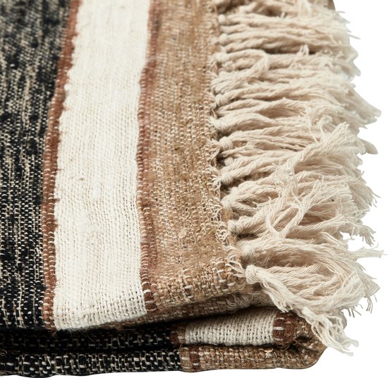 BEEK PLAID RAYURE NOIR/NATUREL 130x170CM