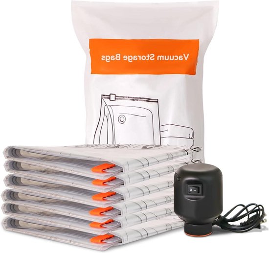 15 stuks vacuüm opbergzakken met elektrische pomp (3 jumbo, 3 grote, 3