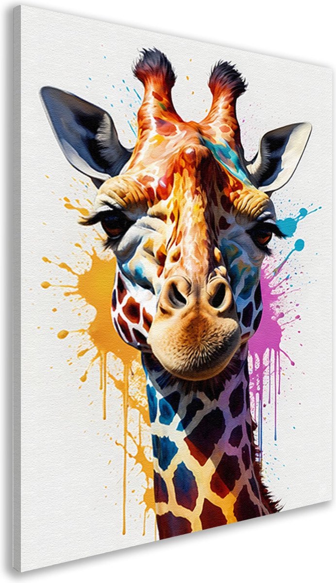 Giraffe schilderijen - Dieren schilderijen - Canvas schilderijen Verf - Wanddecoratie klassiek - Canvas schilderijen woonkamer - Slaapkamer wanddecoratie canvas 100x150 cm