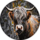 Tableau Highlander écossais - Cercles muraux animaux - Tableau rond Rayures - Décoration murale moderne - Plats muraux - Décoration chambre cercle mural forex 40x40 cm
