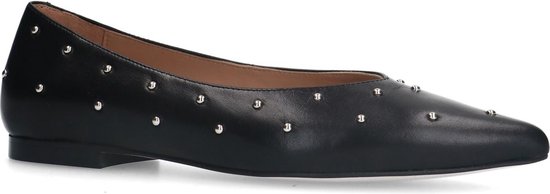 Manfield Dames Zwarte leren ballerina's met studs Maat 36 bol