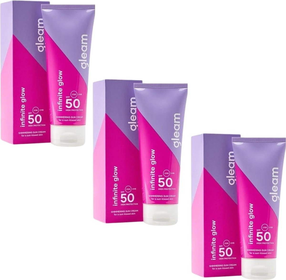 Goedkoopste Gleam - Glitter Zonnebrand SPF50 XL Voordeelverpakking - 3x100ml