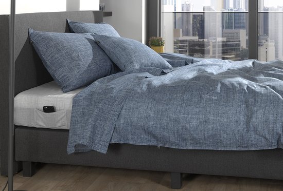 Zohome Dekbedovertrek Lino - Effen Bedlinnen - 140x220 - Blauw - Dekbedhoes van 100% Katoen van Zohome — afbeelding 4