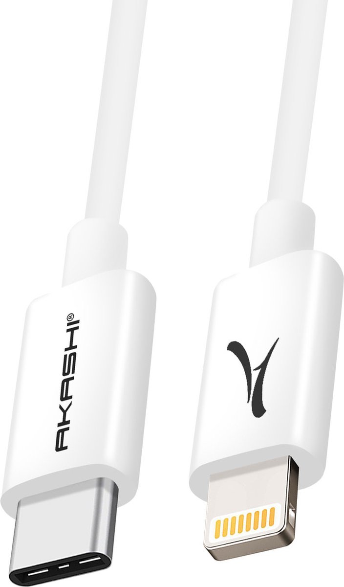 USB Type C naar Lightning Quick Charge Transfer Kabel 1m van Akashi Wit