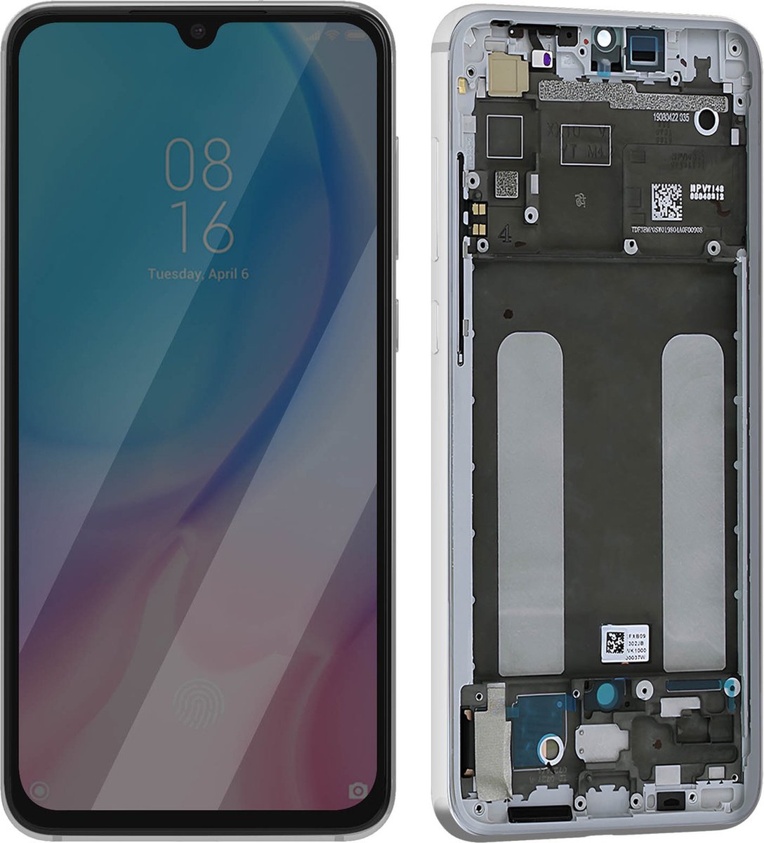 Xiaomi, Scherm + Kader Geschikt voor Xiaomi Mi 9 Lite Volledig blok Origineel scherm, Wit