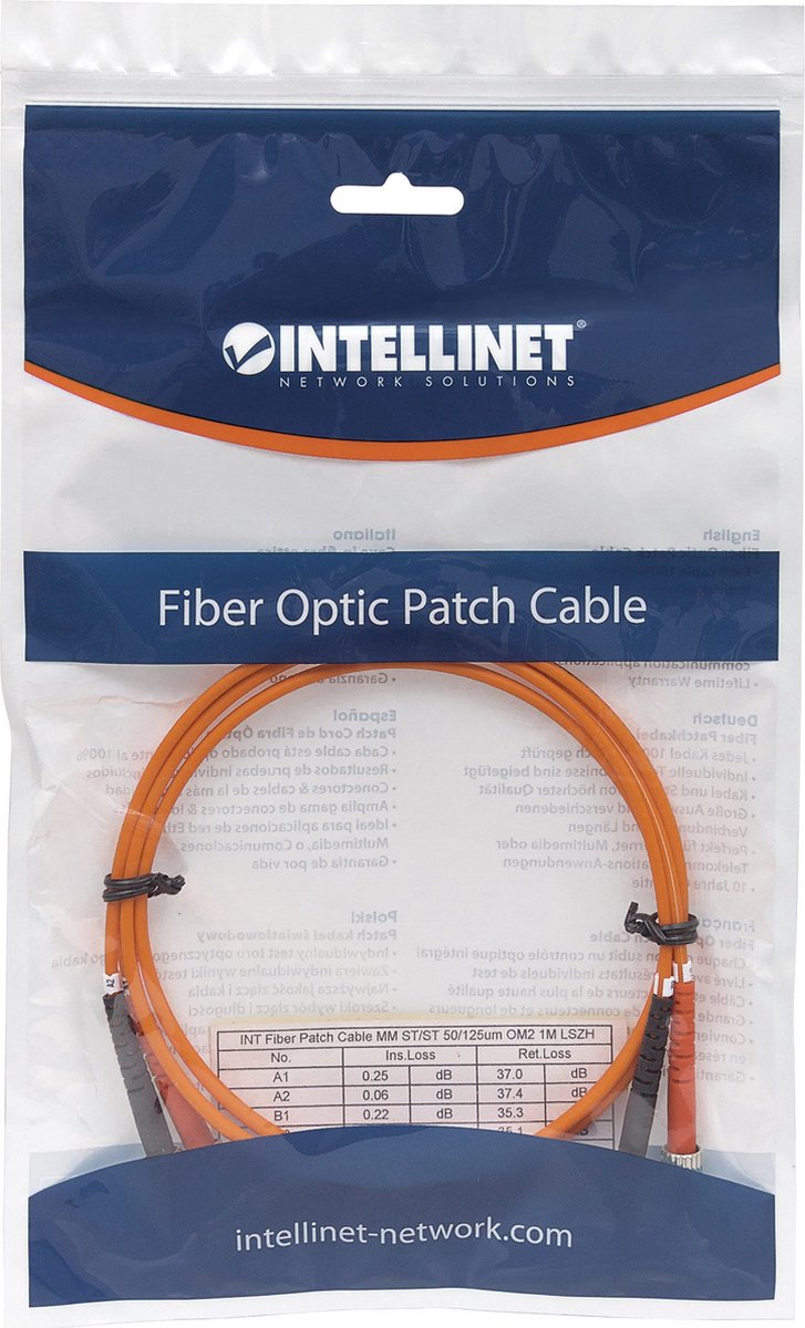 Intellinet 2.0m ST M/M Glasvezel kabel 2 m Oranje