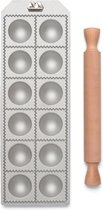 Bol.com Ravioli Press Machine - Zelfgemaakte Ravioli Snijder - 50 mm Ronde Snede - Ruime Vulruimte - Inclusief Deegroller - Made... aanbieding