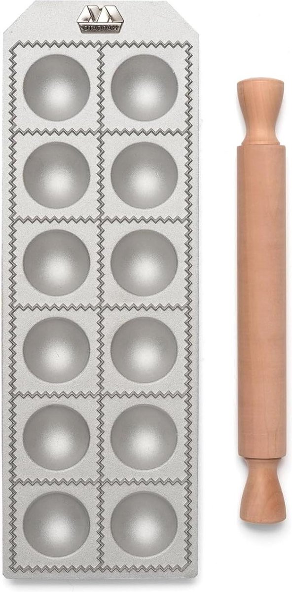 Ravioli Press Machine Zelfgemaakte Ravioli Snijder 50 mm Ronde Snede Ruime Vulruimte Inclusief Deegroller Made in Italy