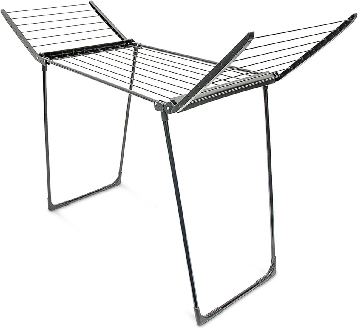 Opklapbaar droogrek - 104x169x545 cm - 13m waslijn - zwart
