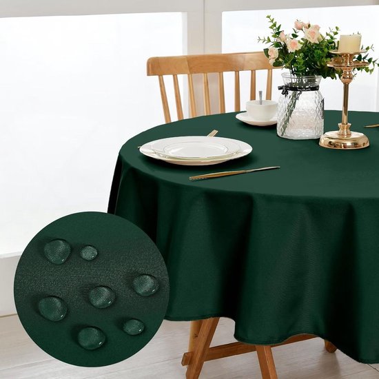 GOEXCPL Rond tafelkleed, vlekbestendig, gecoat tafelkleed, waterdicht