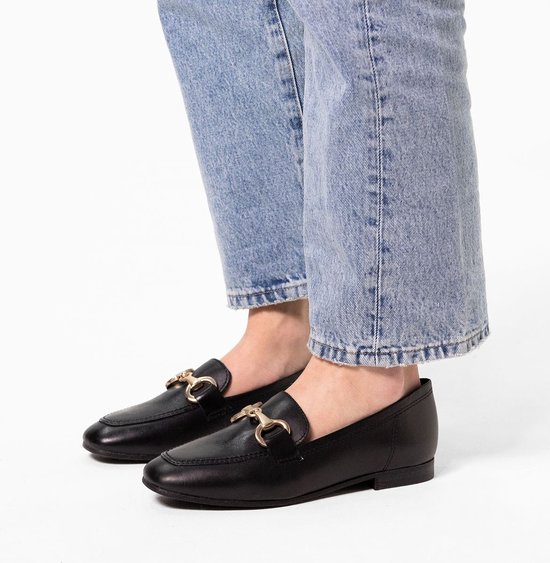 No Stress Zwarte Leren Slippers Dames Loafers Dames Schoenen Dames