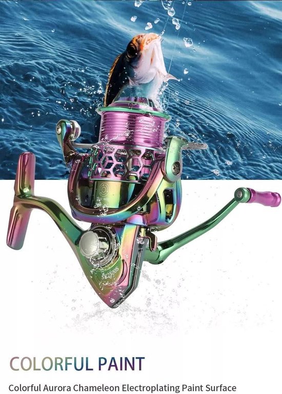 Volledig metalen vismolen - spinrol voor spinvissen in regenboogkleur - forel snoekbaars snoek baars - 2500S — afbeelding 3