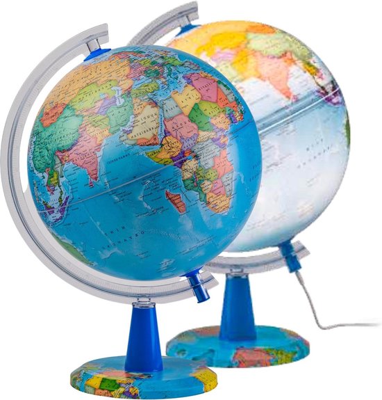 20 cm Spaanse kaart globe verlicht - politieke globes pedagogische geografische decoratie