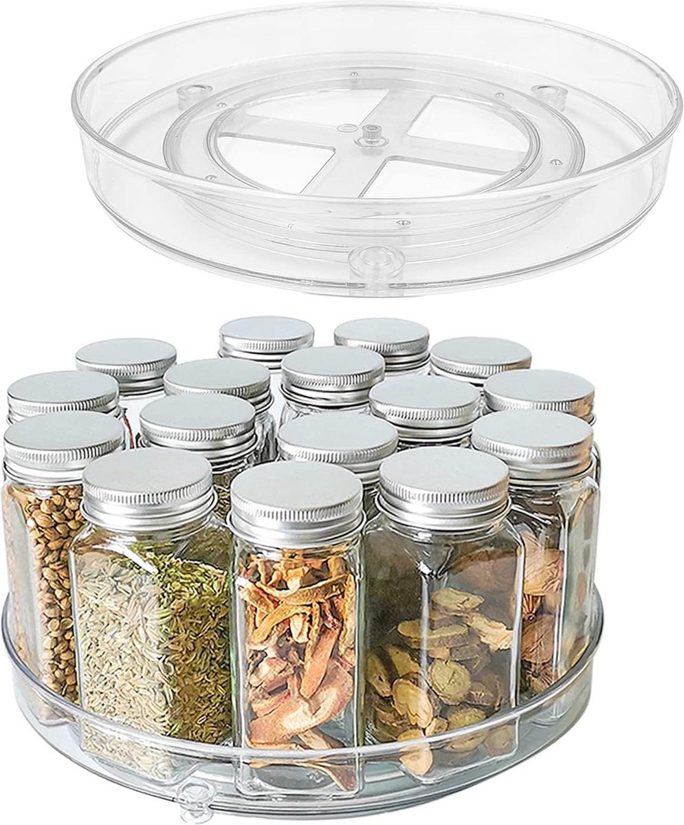 Koelkast Draaitafel Condiment Houder Lazy Susan Organizer 2-Pack 235 cm Clear Kast Draaitafel Draaibaar Spice Rack voor Kabinet Pantry