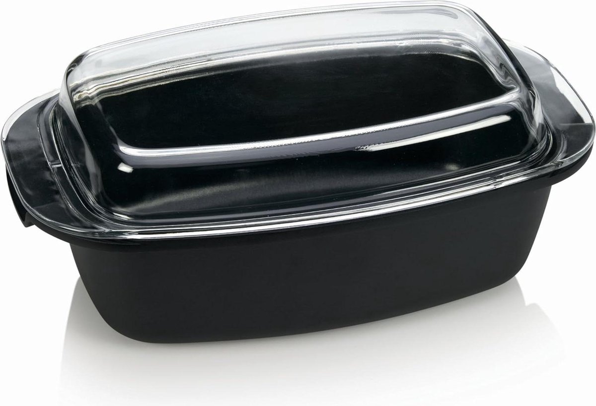 Glas Braadpan - Zwart - Transparant - 39x22x17 cm