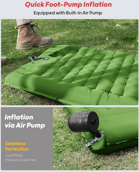 Camping Mat Self-Inflating with Foot Pump - 12 cm Ultra Thick - Improved Support - Inflatable Ultralight Waterproof Outdoor Air Mattress for Hiking Backpacking van Camp — afbeelding 5