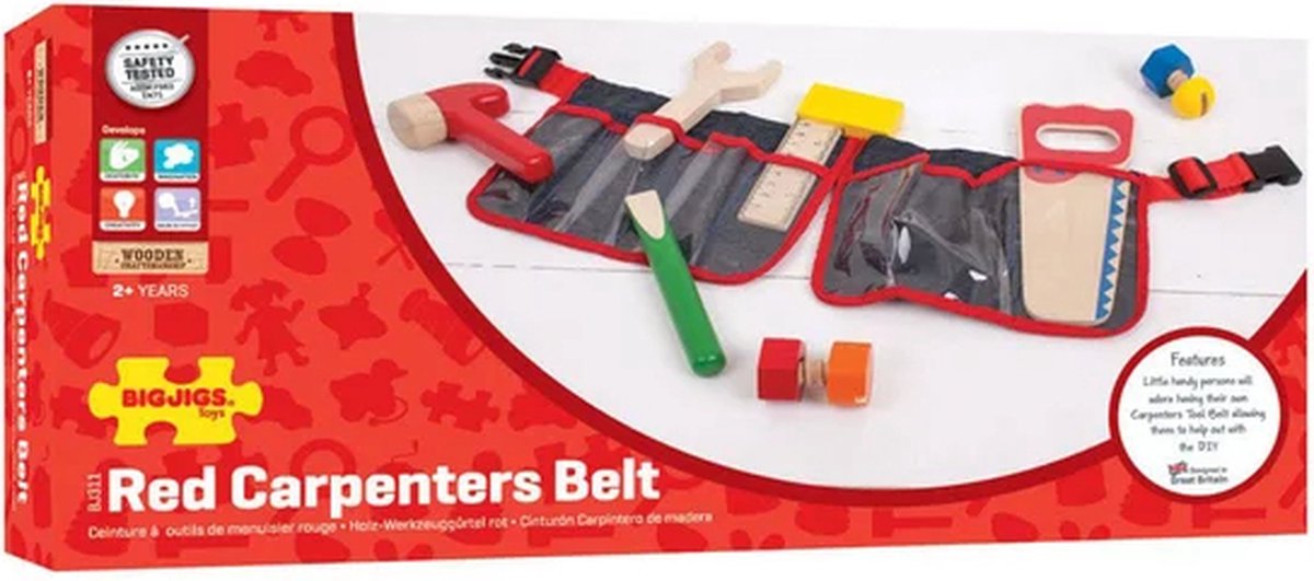 Rode Gereedschapsgordel met Houten Gereedschap - Bigjigs - Met Klipsluiting - 10-Delig — afbeelding 8