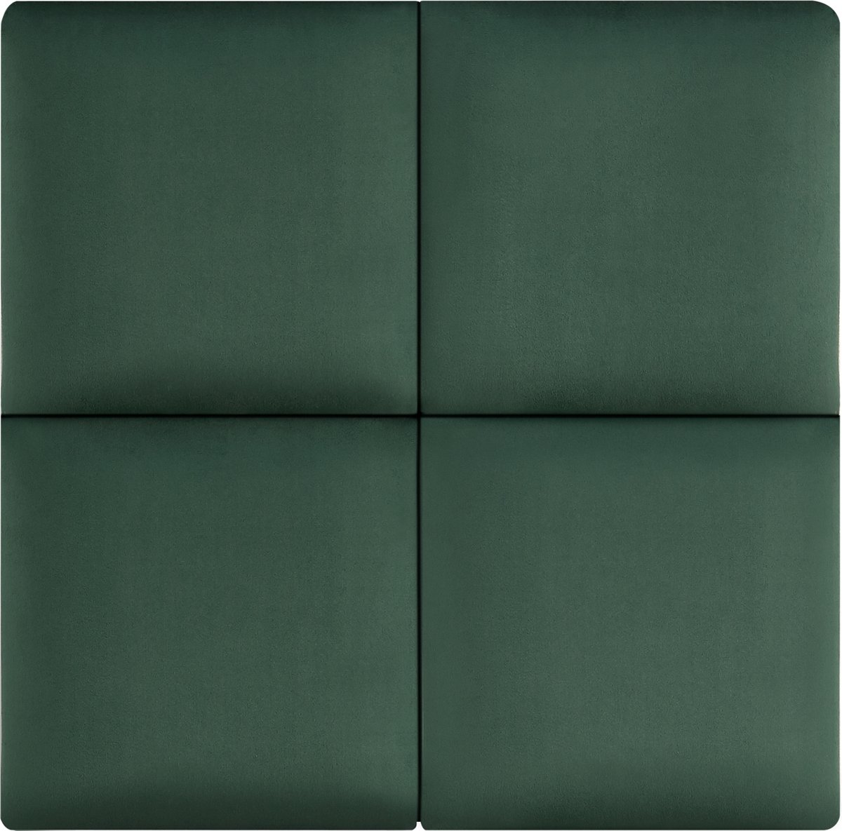 Gestoffeerde wandpanelen Carpino set van 4 fluweel 30x30 cm donkergroen [neu.haus]