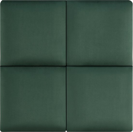 Panneaux muraux rembourrés Carpino set de 4 velours 30x30 cm vert foncé [neu.haus]