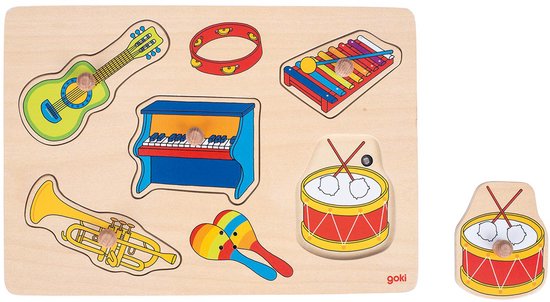 Goki Noppenpuzzel Muziekinstrumenten met Geluid, 5st. van goki — afbeelding 2