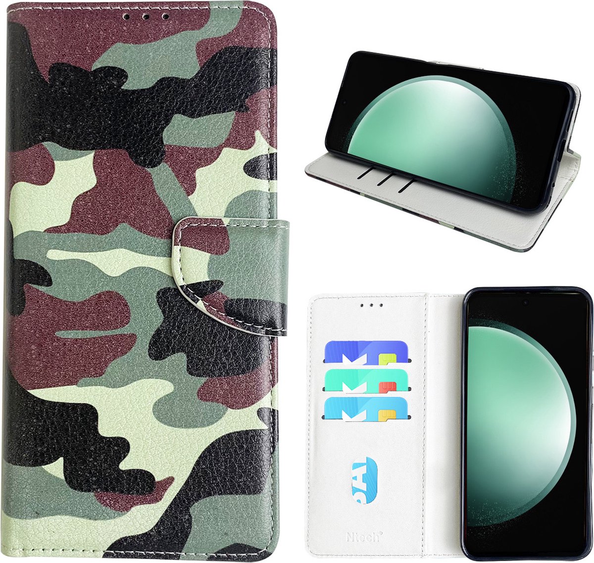Hoesje geschikt voor Samsung Galaxy S23 FE Bookcase met camouflage print
